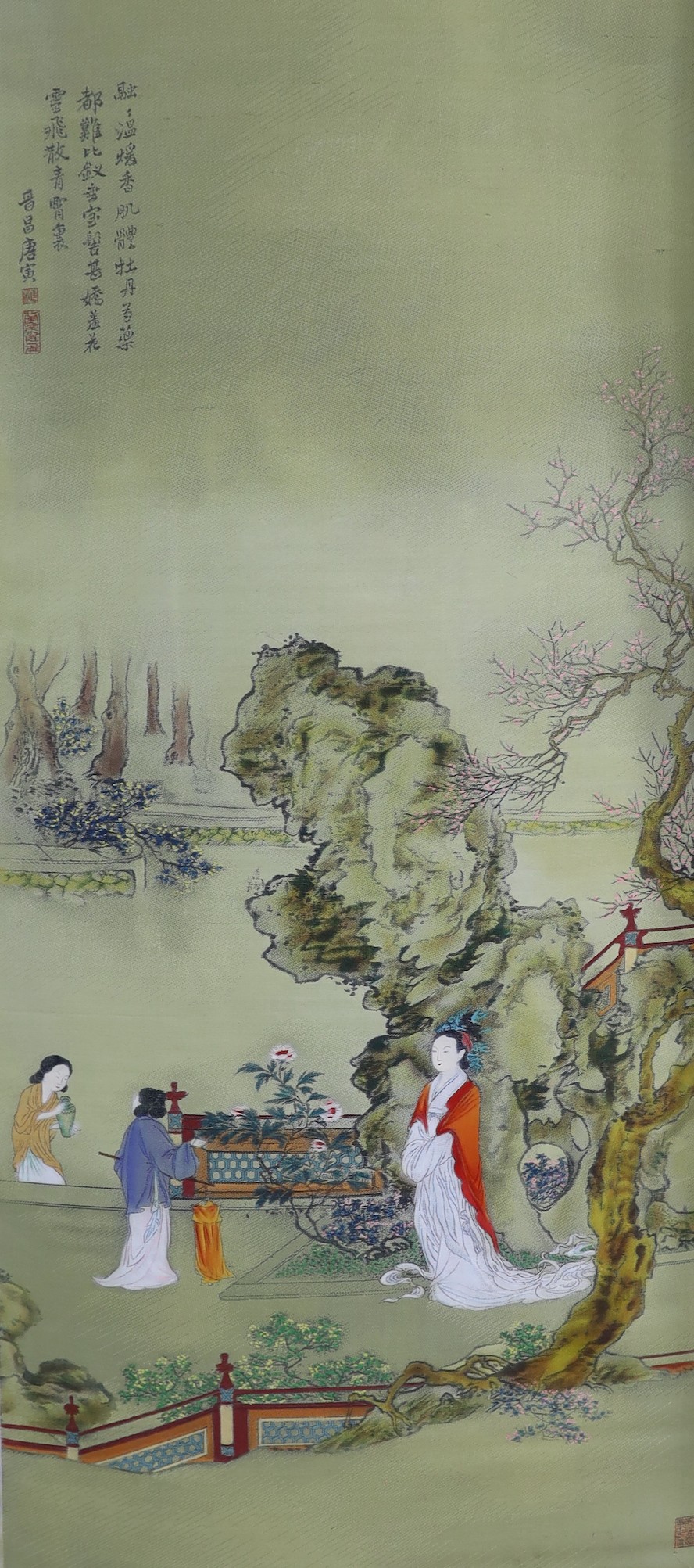 Three Japanese wall hanging scrolls